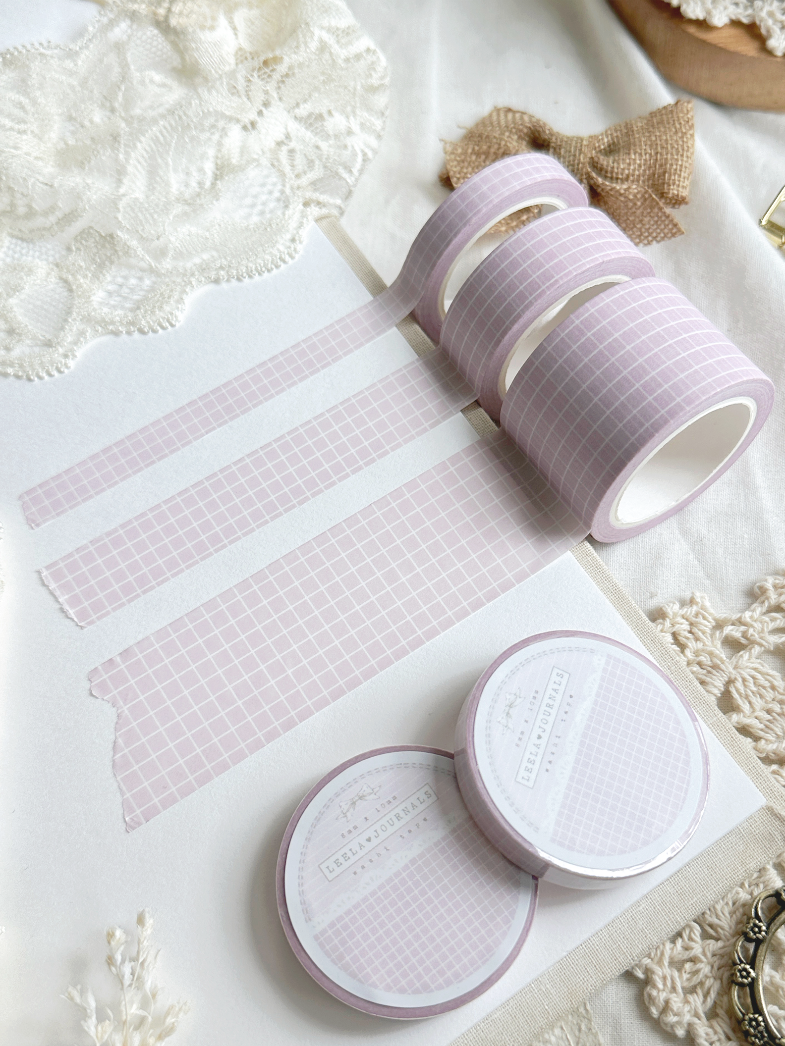 pastel pink grid washi tape – Leelajournals